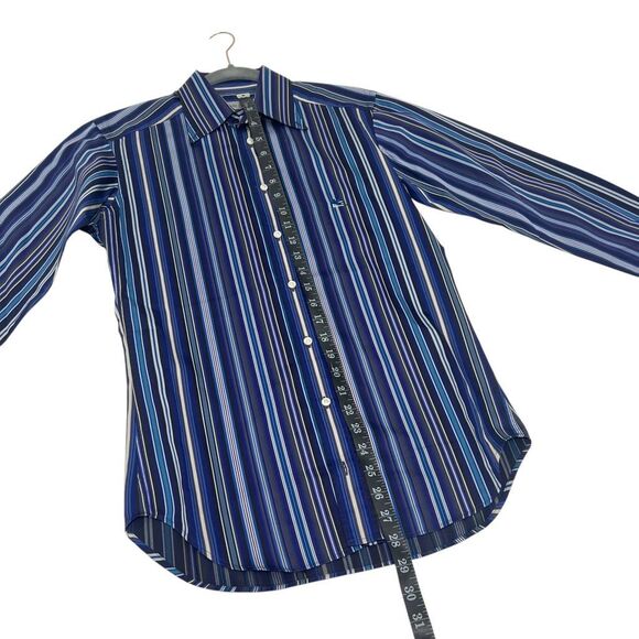 Etro Men’s Long Sleeves Button-Down Shirt Size 37 in Etro Blue Striped - Picture 10 of 14